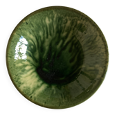 Plat creux Aegitna en terre vernissée verte Vallauris 1960