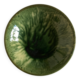 Aegitna hollow dish in green glazed earthenware Vallauris 1960