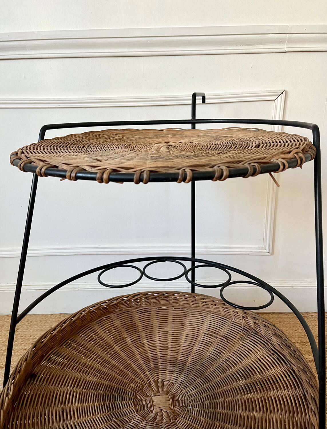 Metal and rattan dessert table Raoul Guys for Airborne 1950