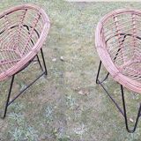 Pair of mid century bamboo and iron pod chairs, 1960s