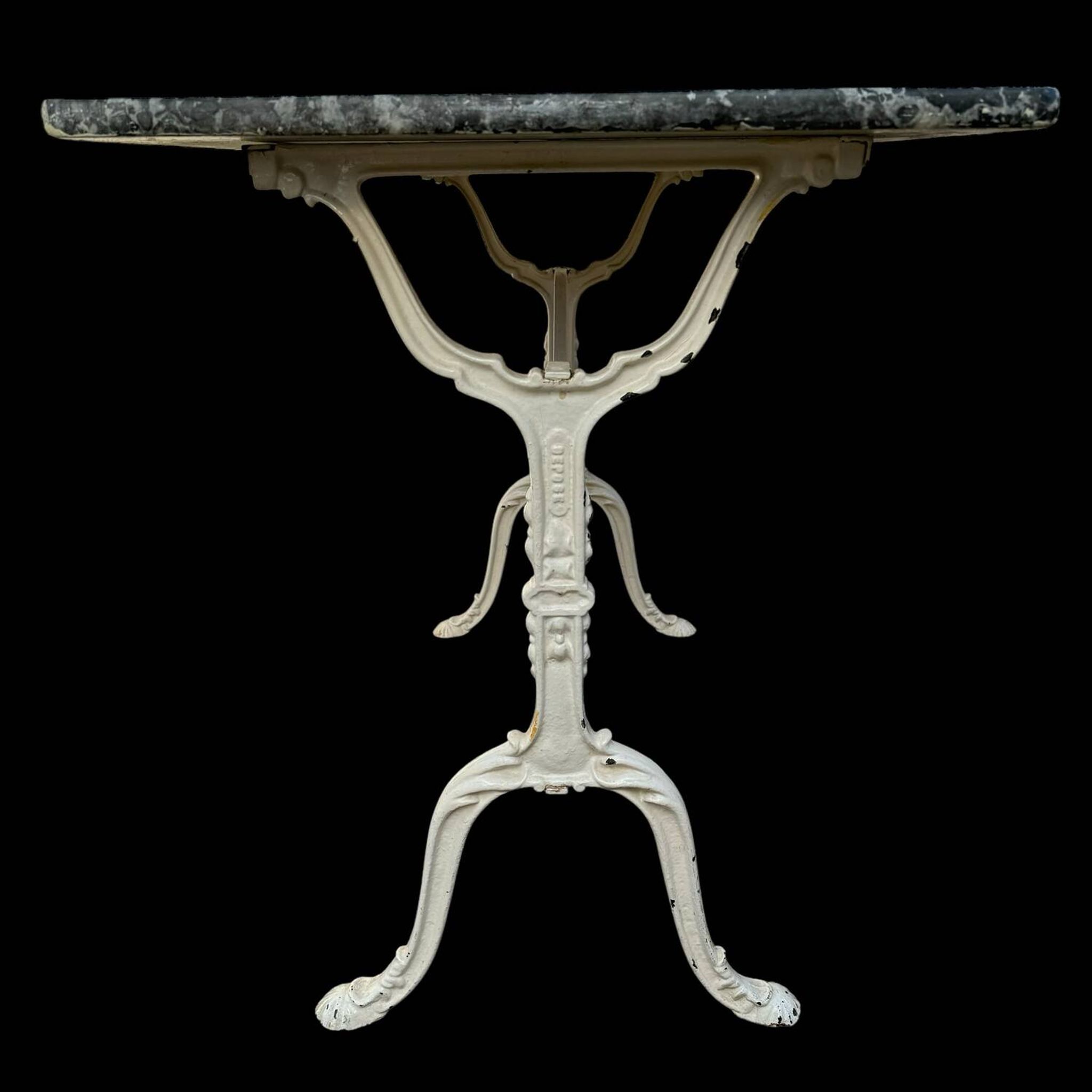Table bistro Parisenne en fonte et marbre gris 1900