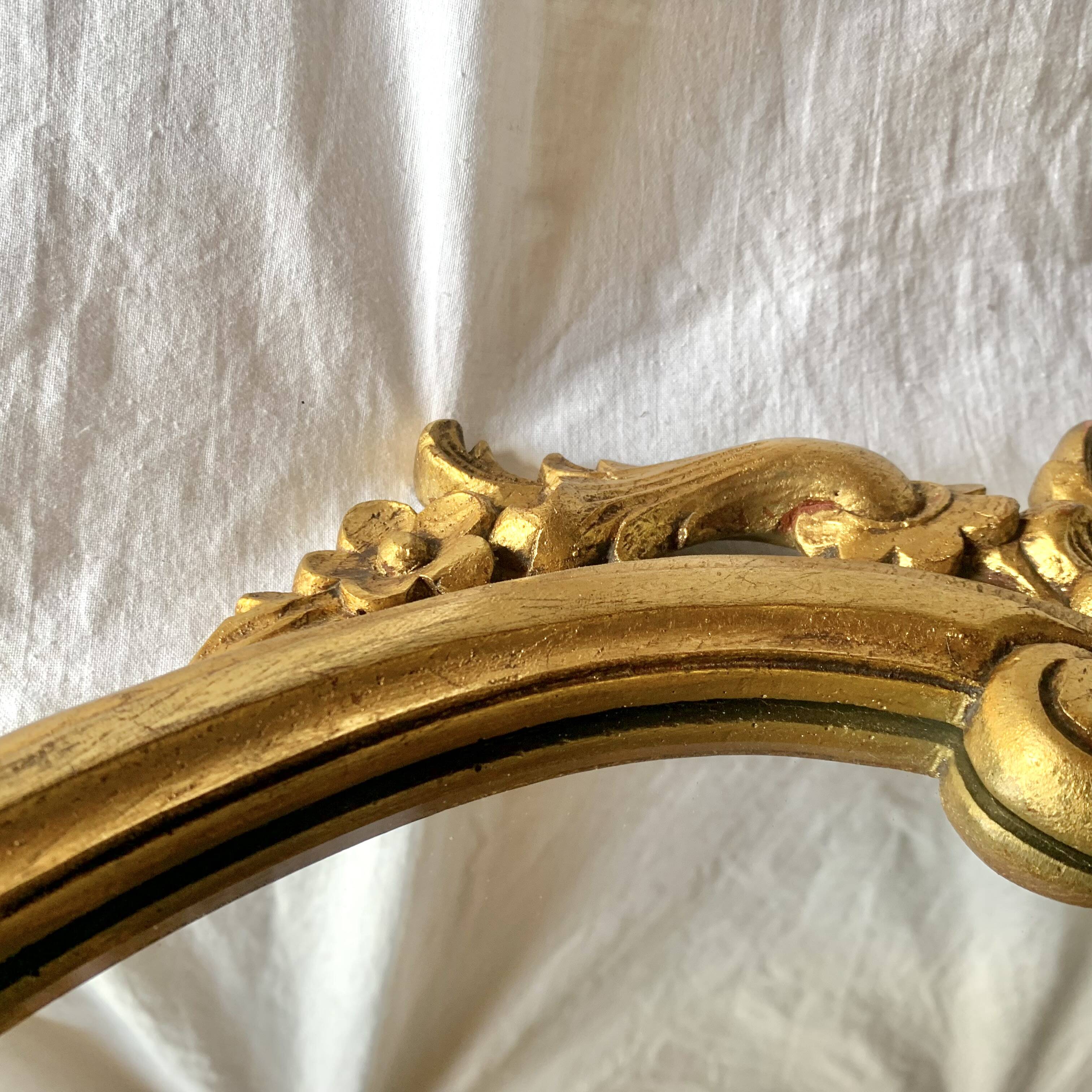 Baroque wall mirror in gilded plaster - height: 62 cm