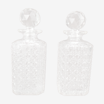 Pair of baccarat crystal bottles old diamond stones