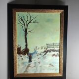 Winter landscape painting