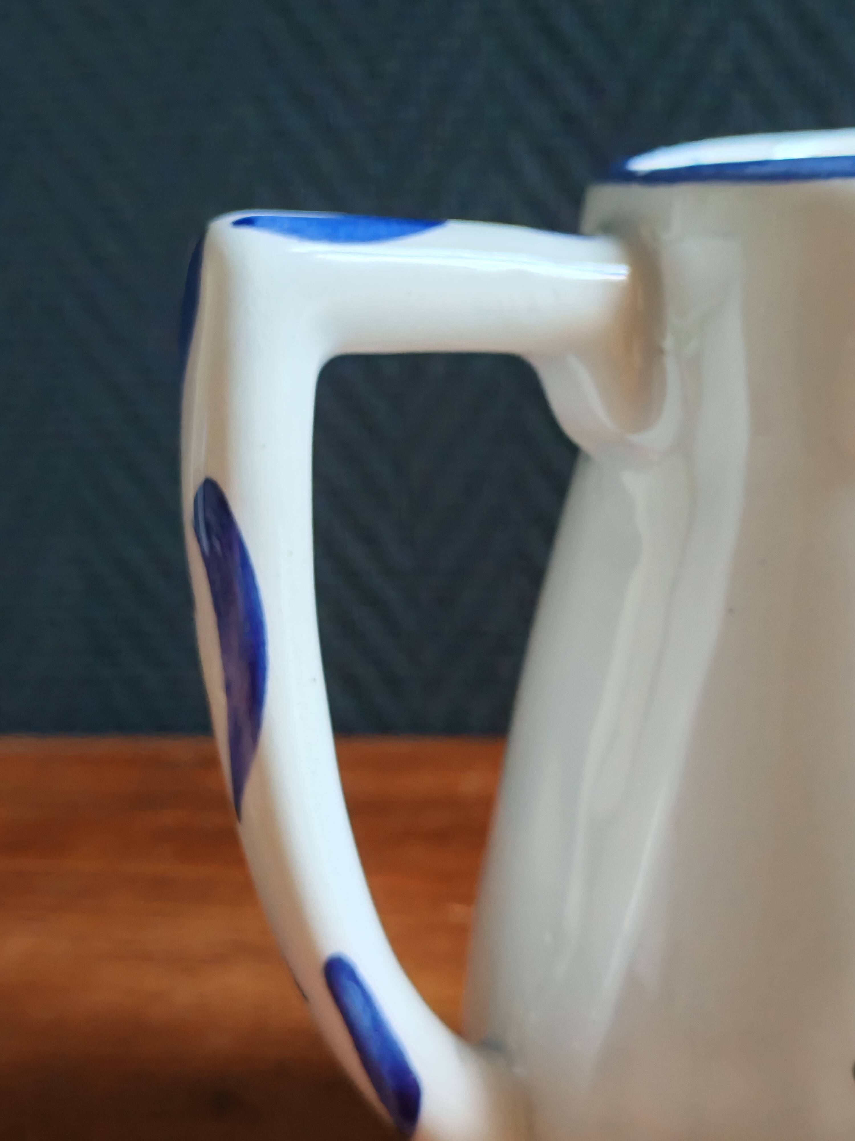 Vintage Ceramic Jug Hand-Painted, Flower Vase