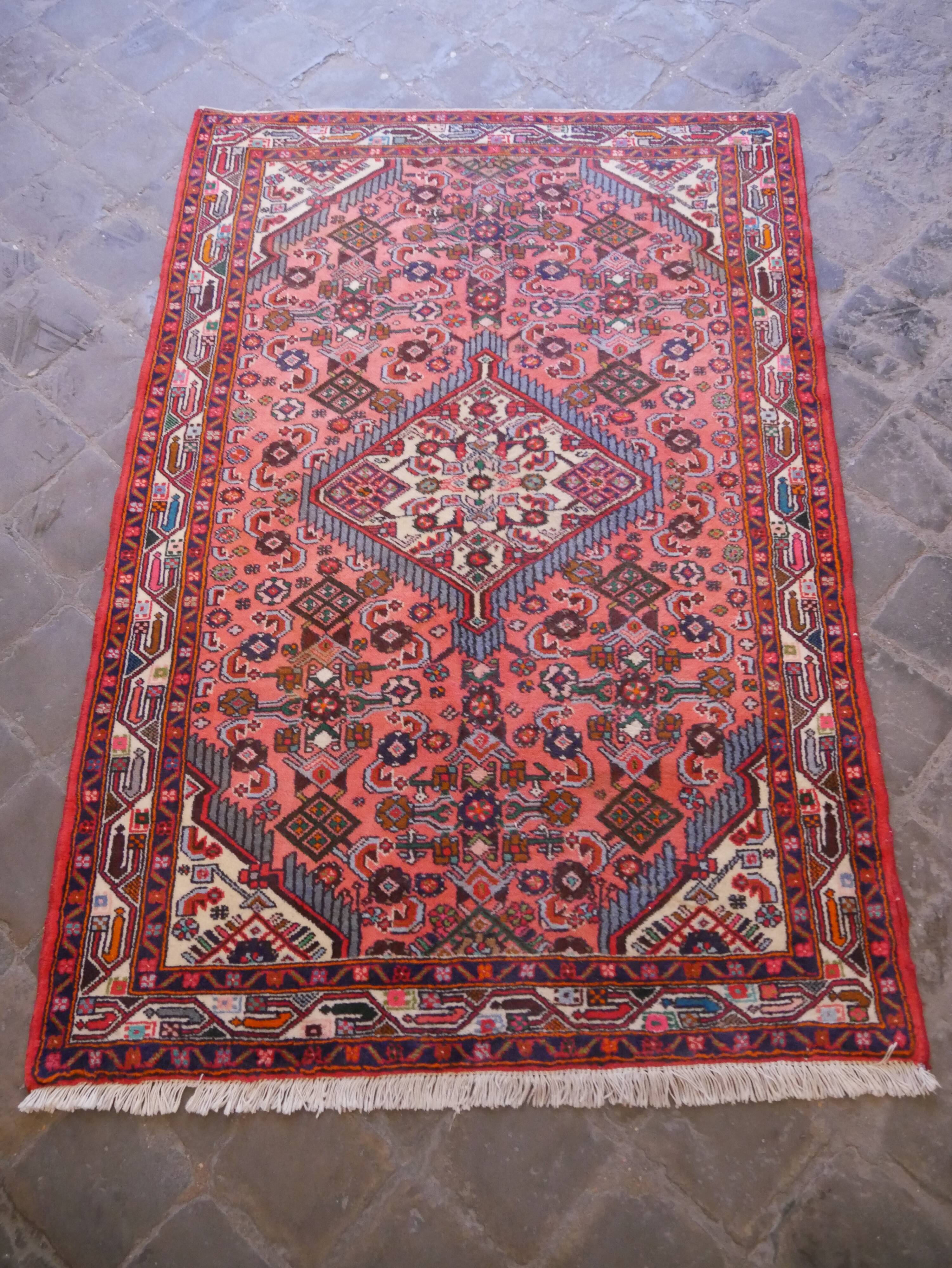Vintage Persian Hamadan Handmade Oriental Carpet 103x150cm