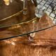 Vintage coffee table with bevelled glass and plexiglass from the 1970s.