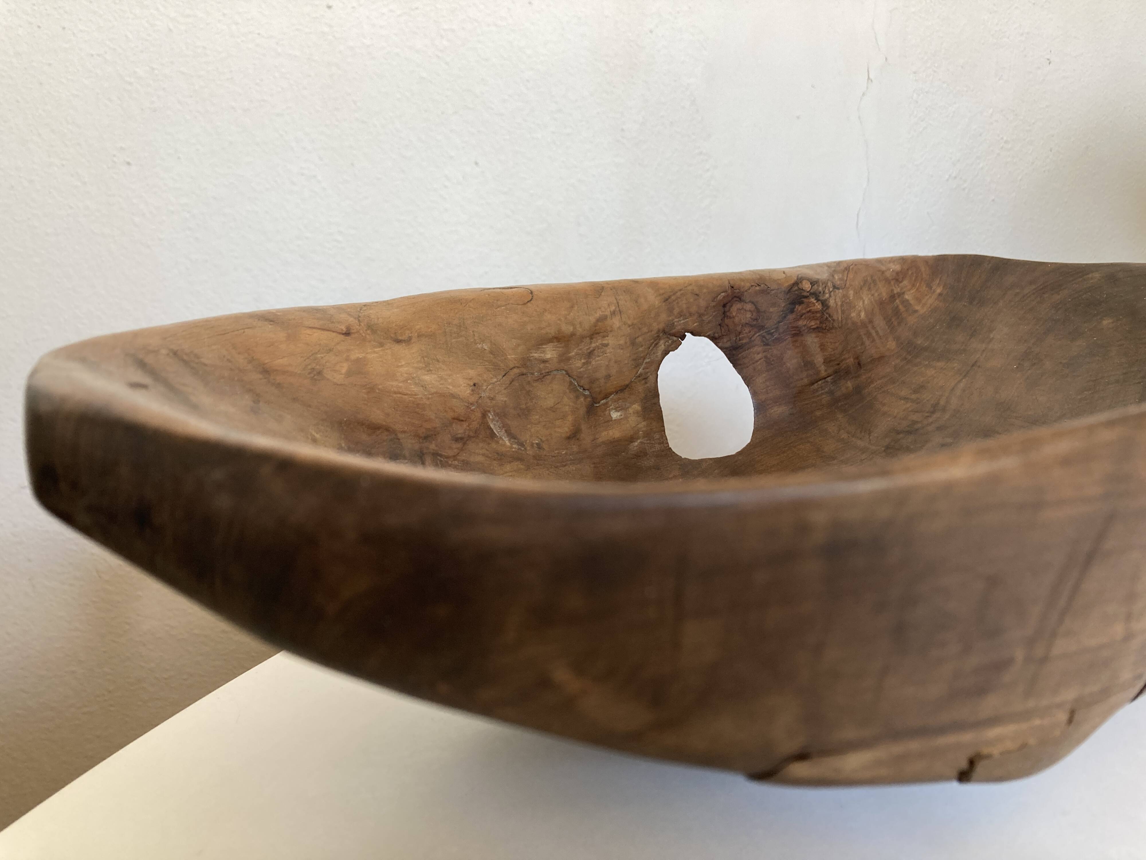 XXXL walnut wood carved centre table 1960 monoxyle
