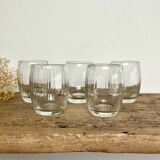 5 small vintage ribbed glasses