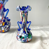Blue glass vases by Murano Fratelli Toso made in Italy 1920