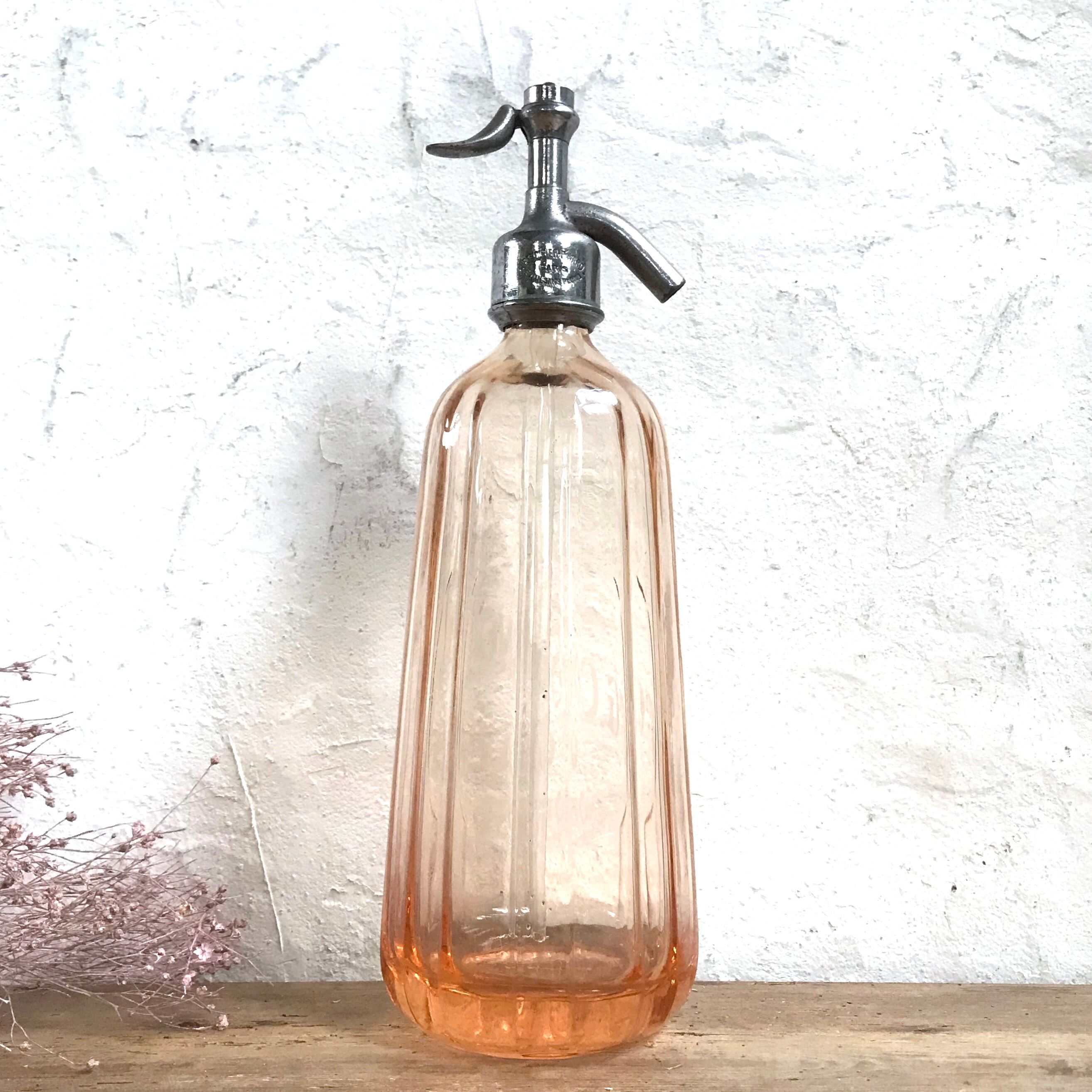 Old pink glass siphon