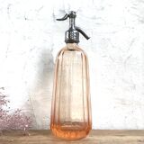Siphon ancien en verre rose