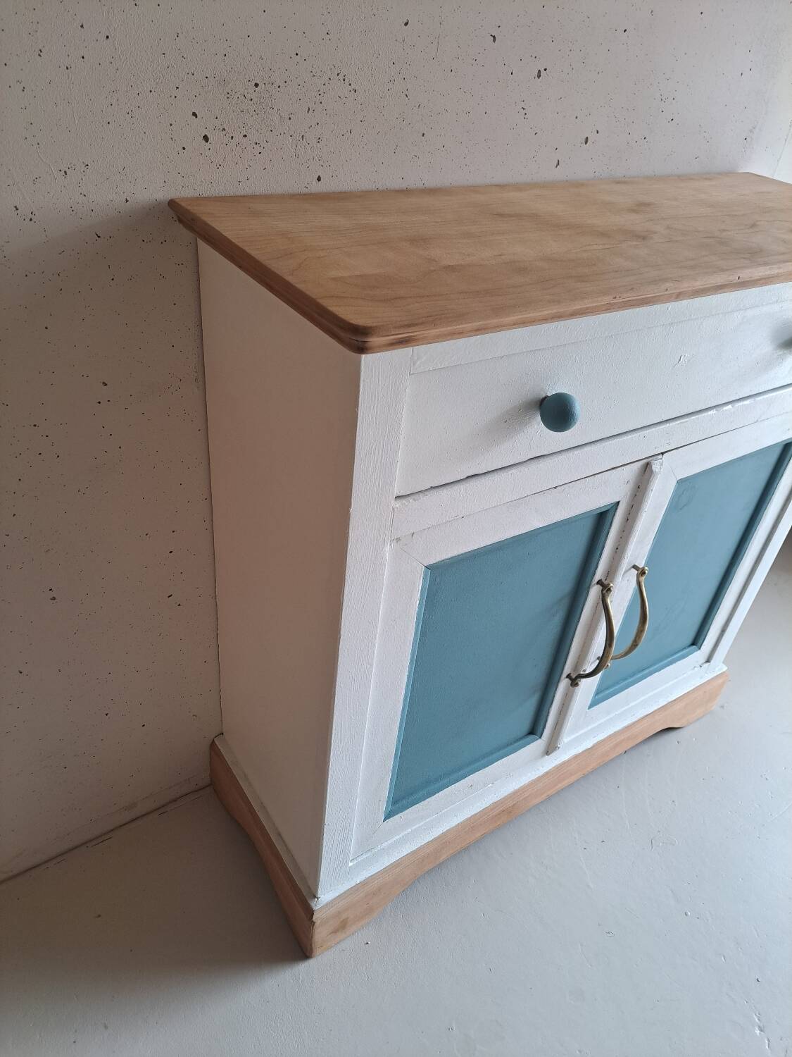 Small old sideboard painted blue and white