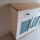 Small old sideboard painted blue and white