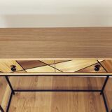 Console Oak Straw marquetry