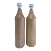 Two designer solid wood "pencil" lamp bases