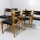 Set of 6 dining chairs in beech & black leather 1960’s