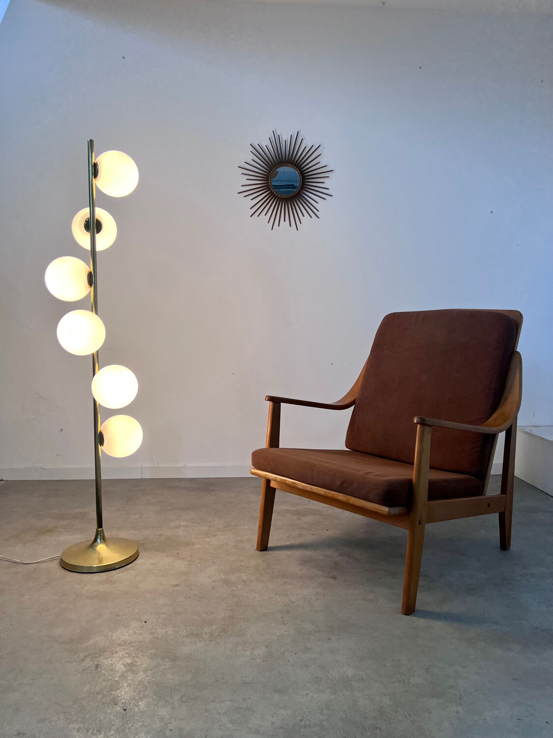 Old Scandinavian designer armchair from the 60s in vintage solid beech