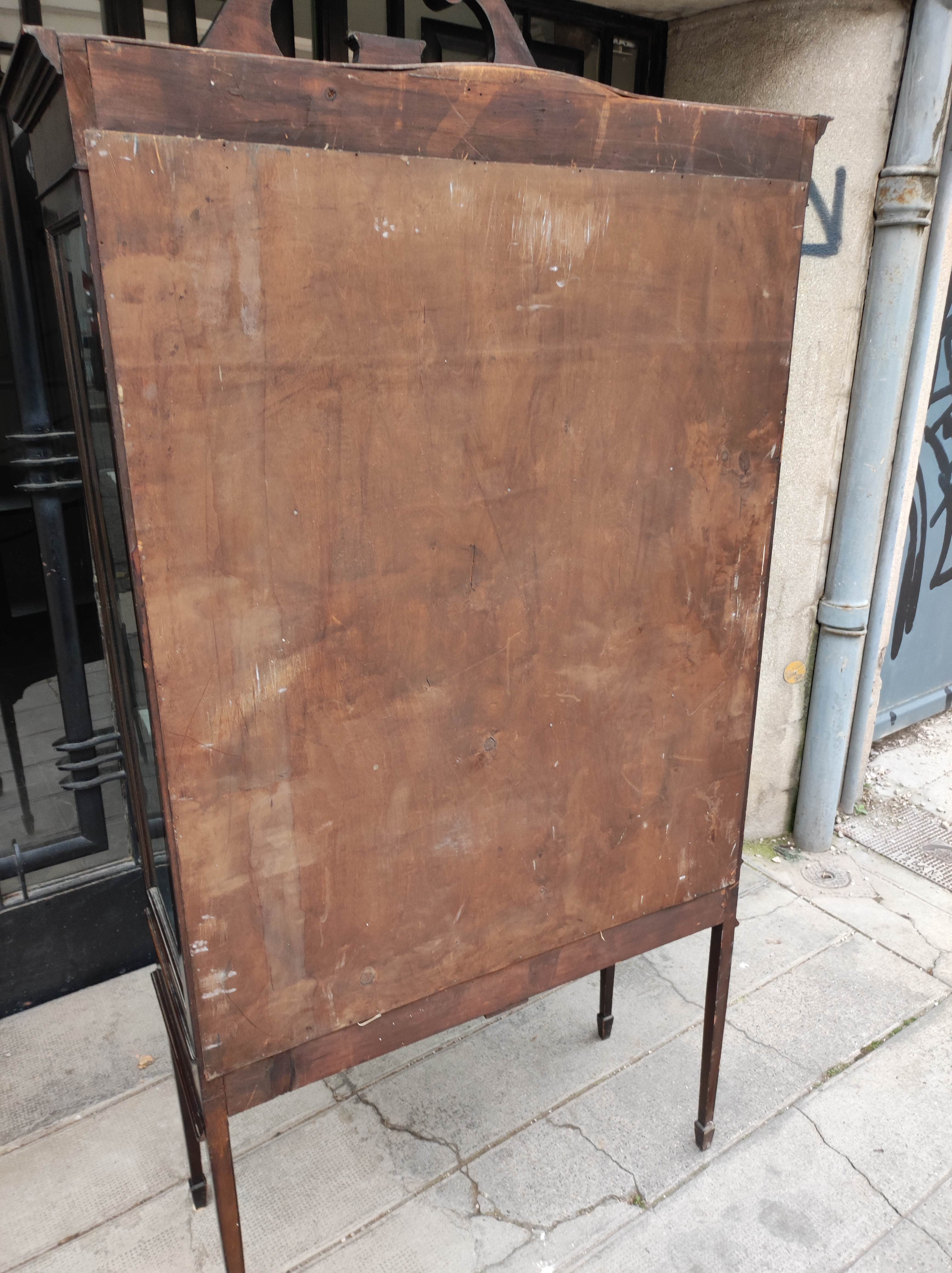 English art nouveau showcase. mahogany