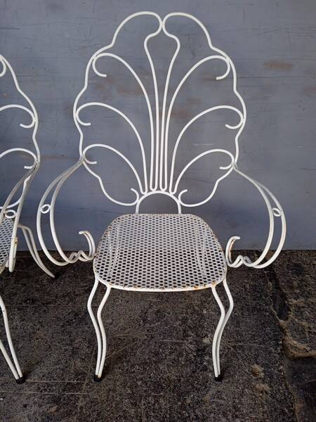 Pair of solid iron garden armchairs ep 1950