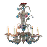 Lustre vénitien Rezzonico en verre de Venise multicolore vers 1900