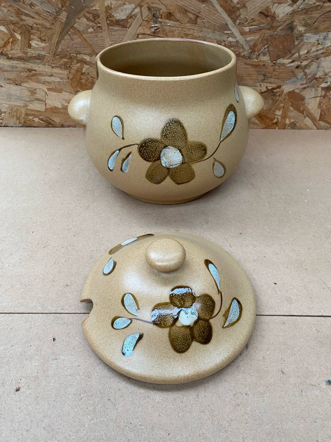 Old sarreguemines soup tureen nadege model ceramic beige vintage