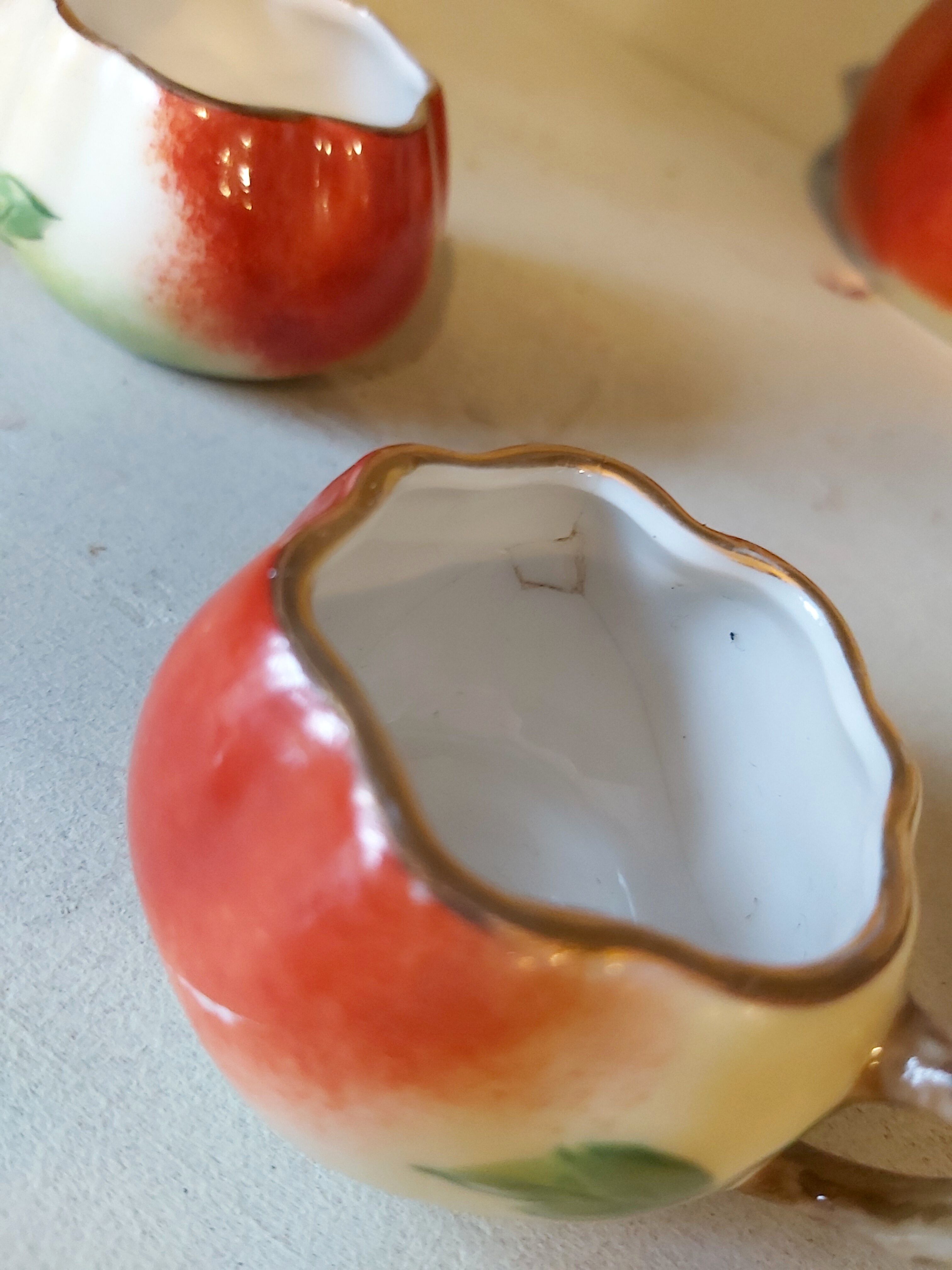 Vintage French Liquor Set by Lucien Michelaud for Limoges, apple shaped