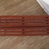 Danish slatted bench in teak and metal 1970