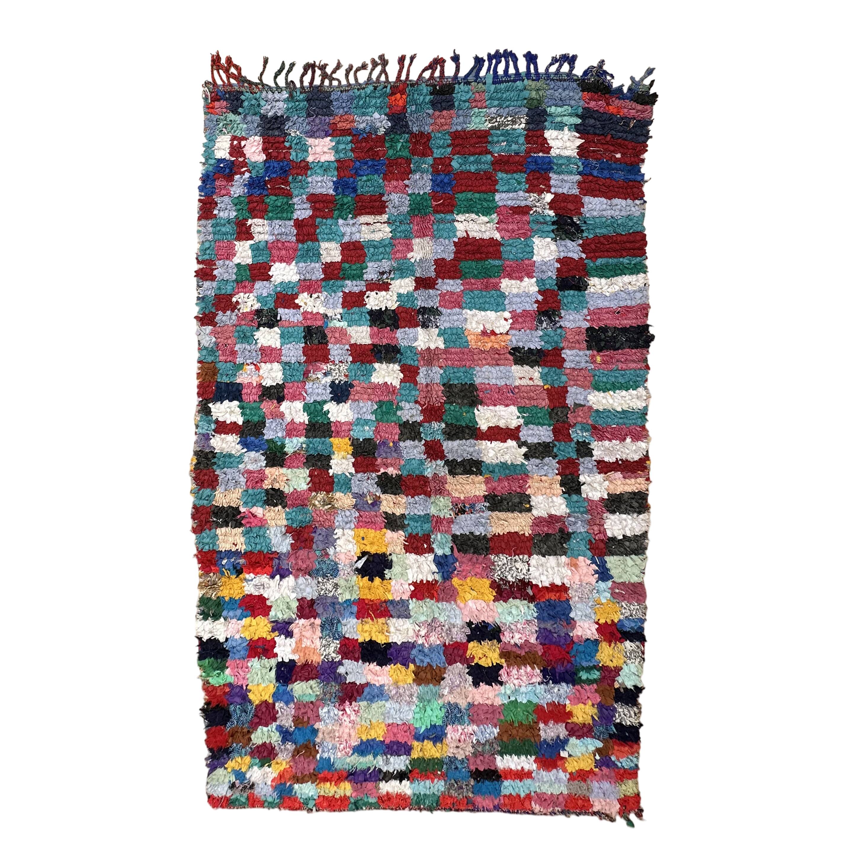 Colorful Boucherouite Moroccan rug - 141 x 237 cm