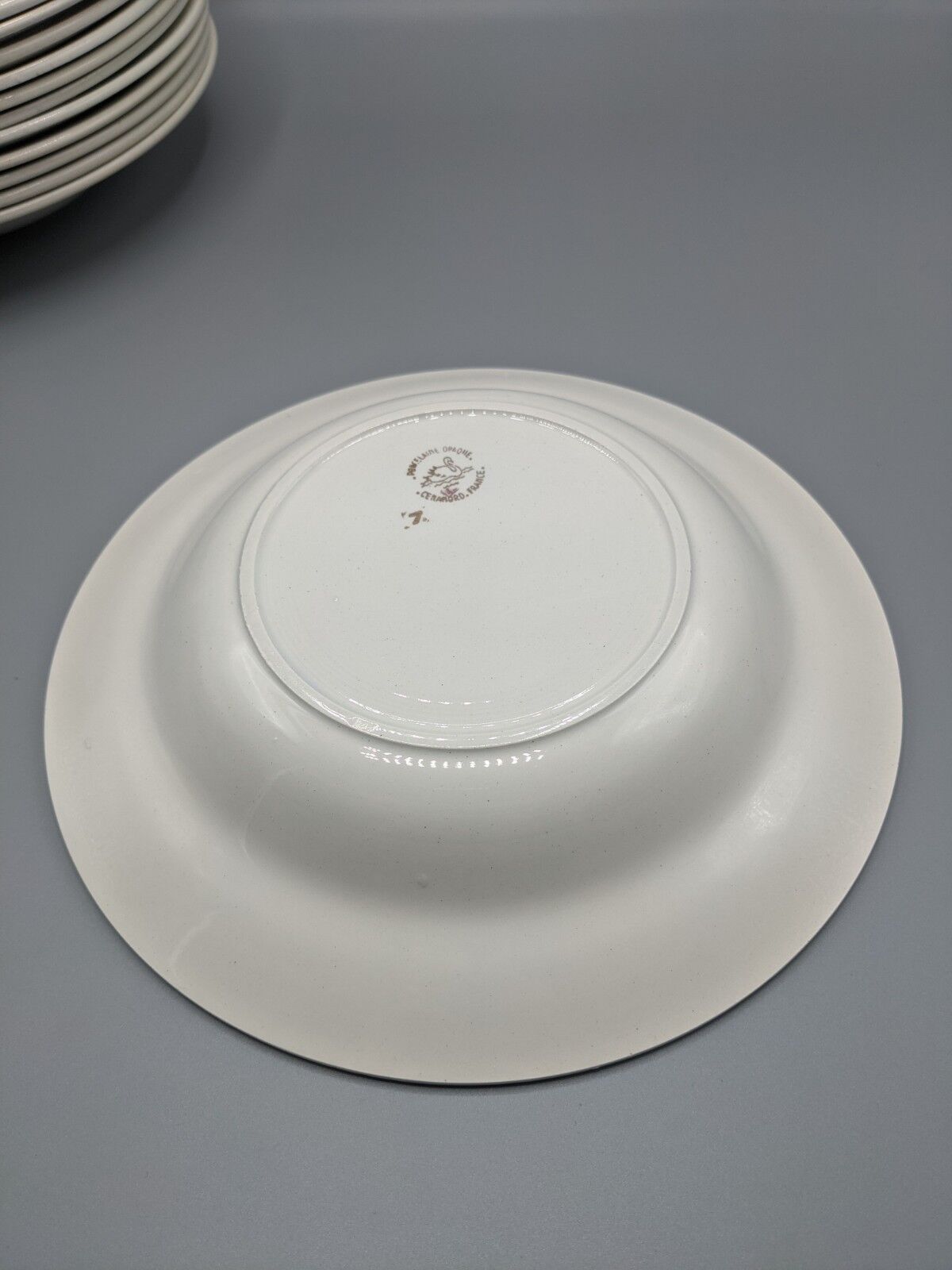 12 hollow porcelain plates, floral decoration and golden ledé - ∅: 23cm