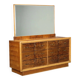 Vintage walnut burl commode with brass handles, Italian design from the 1940s.
