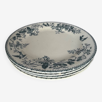 4 assiettes plates en terre de fer Samaritaine