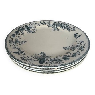 4 assiettes plates en terre de fer Samaritaine