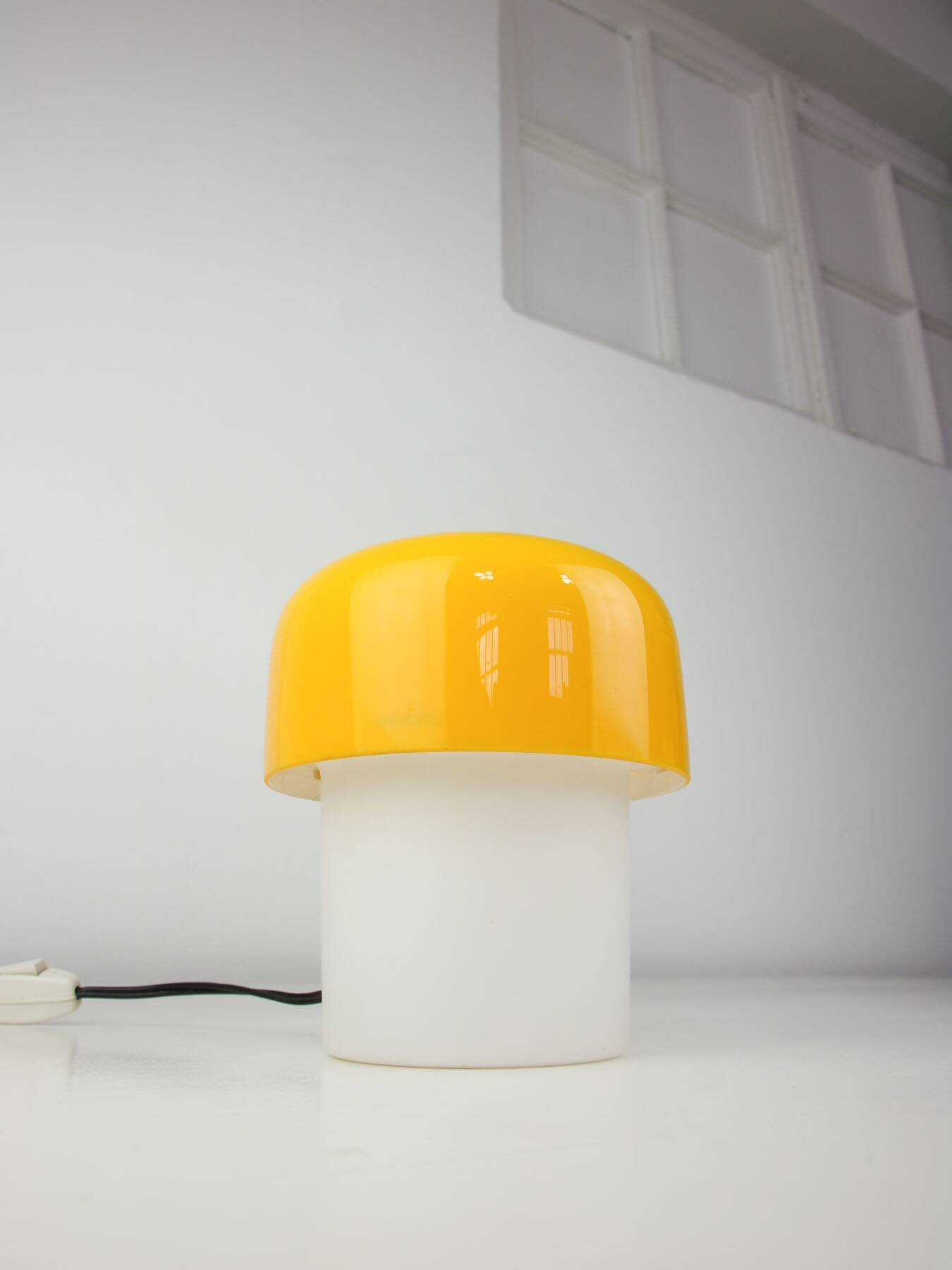 Rare Yellow Mushroom Table Lamp by Luigi Massoni for Guzzini, 1970s