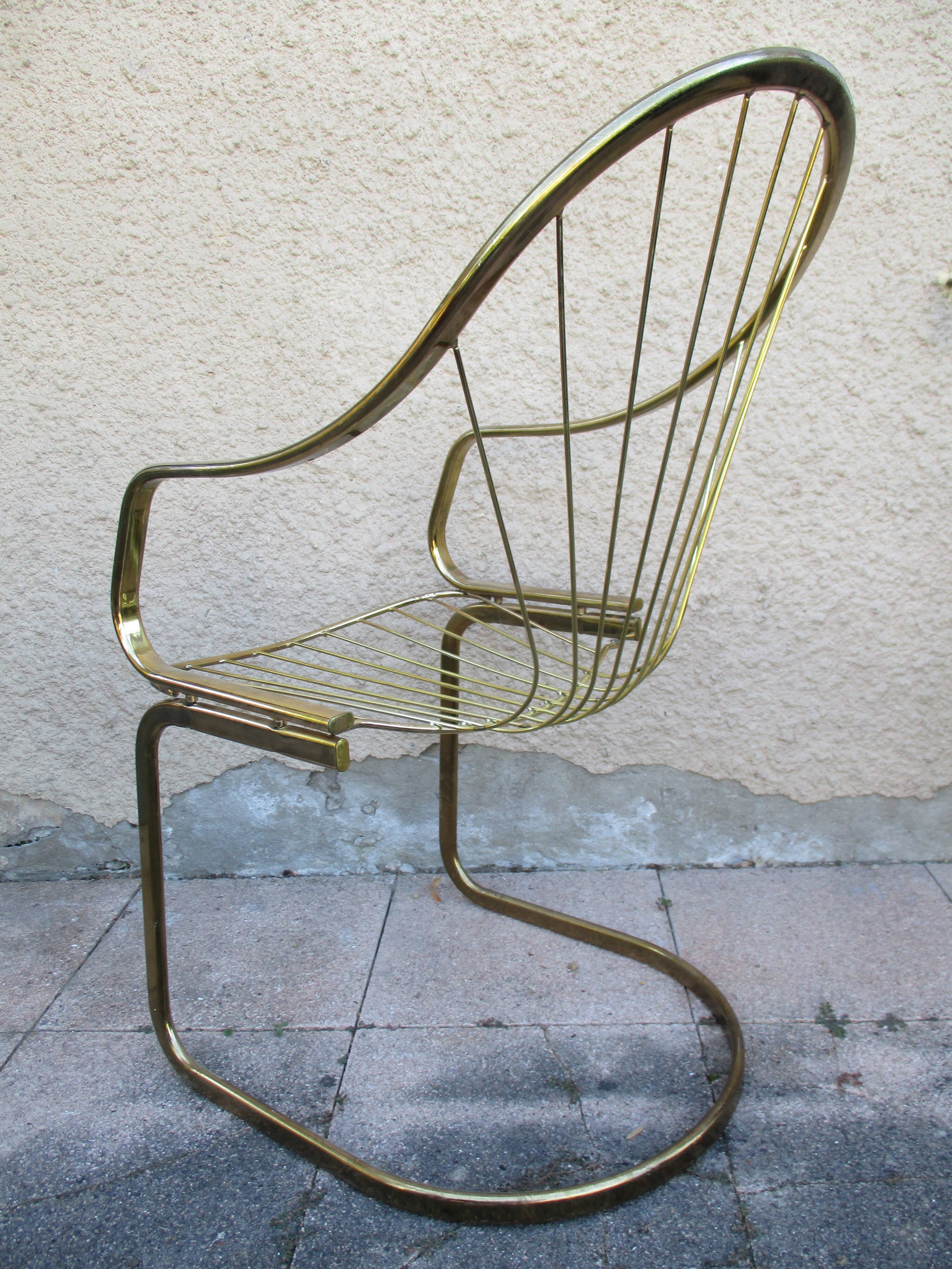 70s gold metal armchair