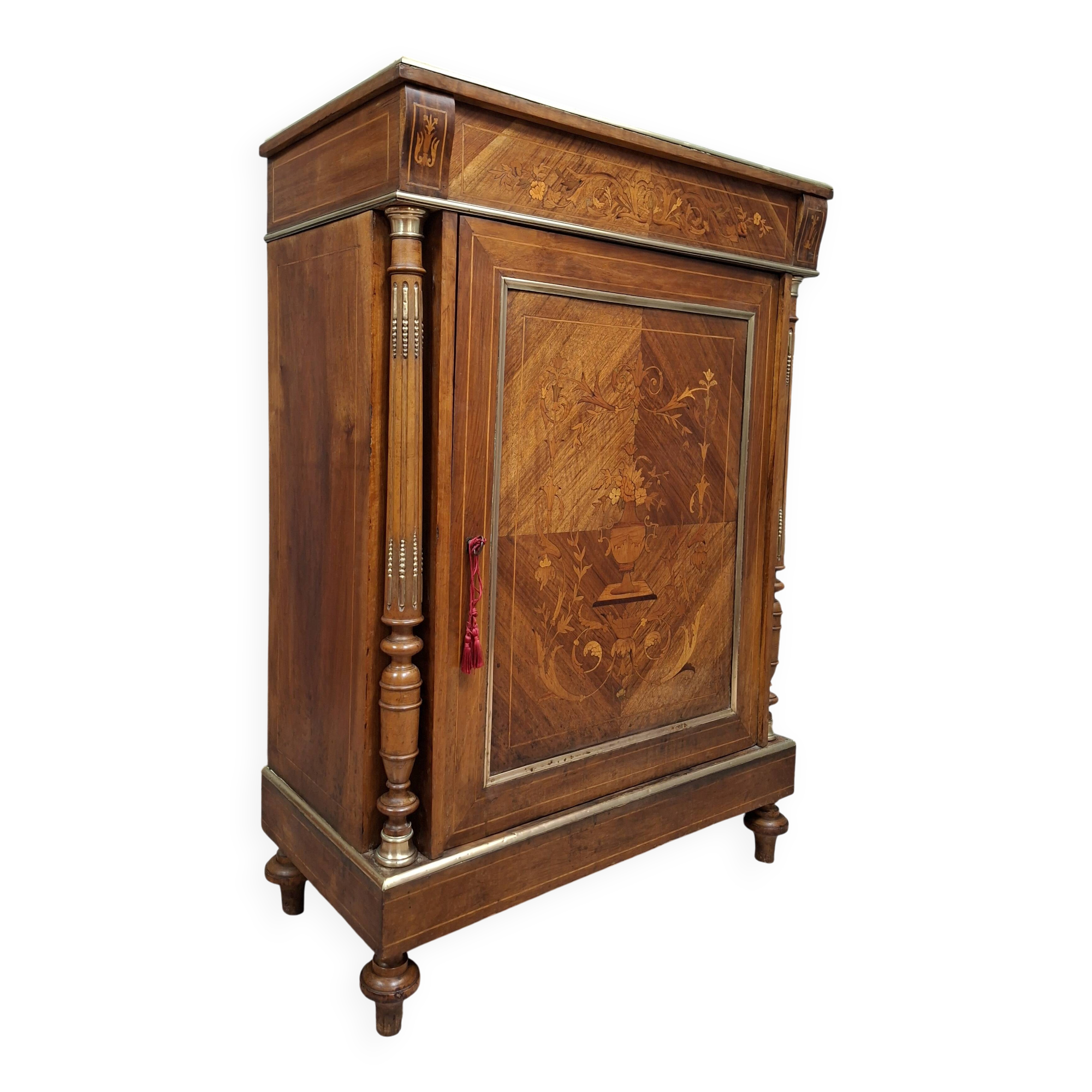 small side table or chest of drawers in marquetry, Napoléon III style