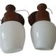 Ensemble d'applique murale support bois et globe opaline blanche vintage