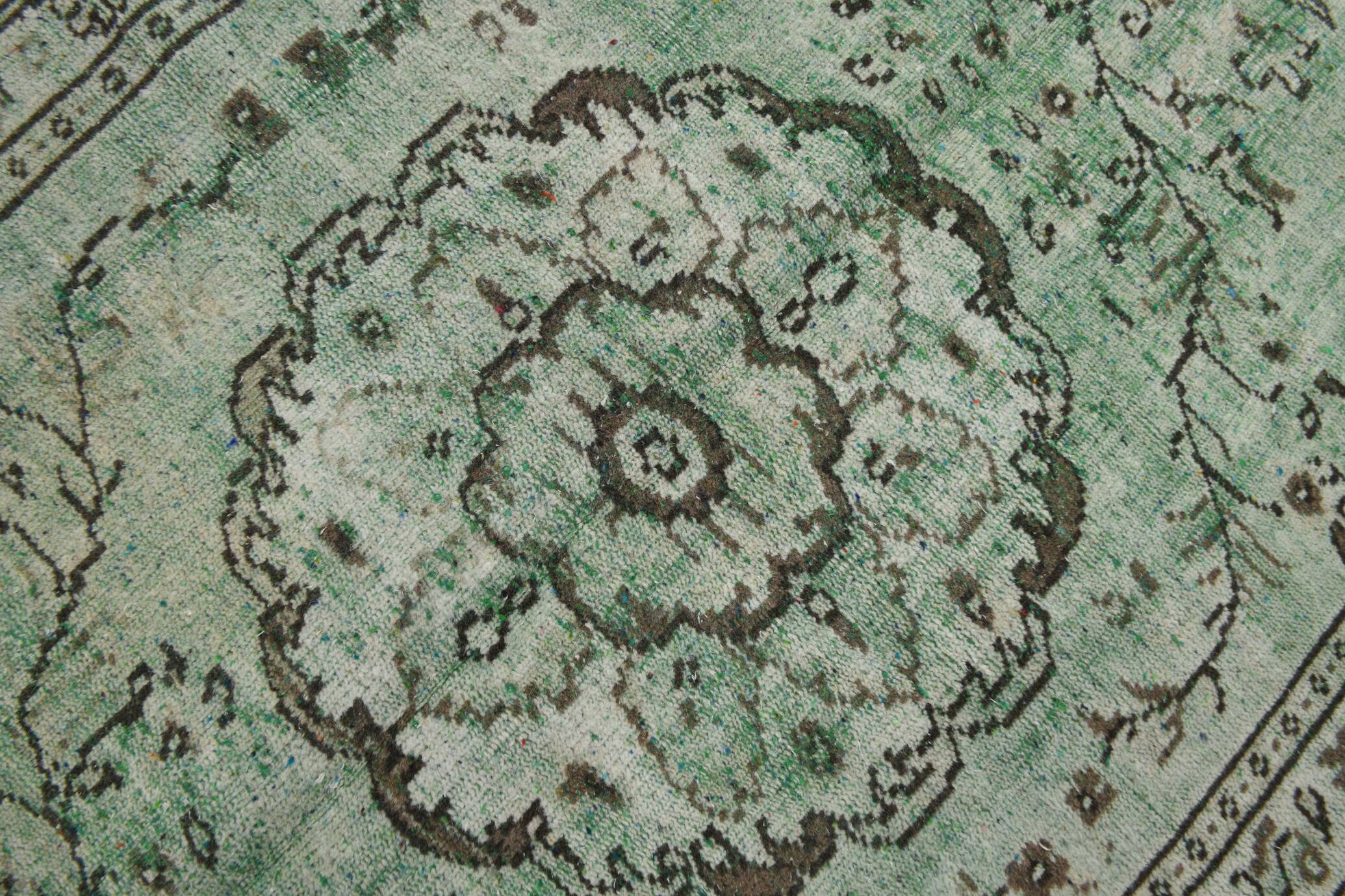 4x9 Rug For Living Room Green Oriental Turkish Vintage Rug, 135x270Cm