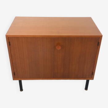 Small vintage storage unit in modernist Scandinavian style in teak from the 60s