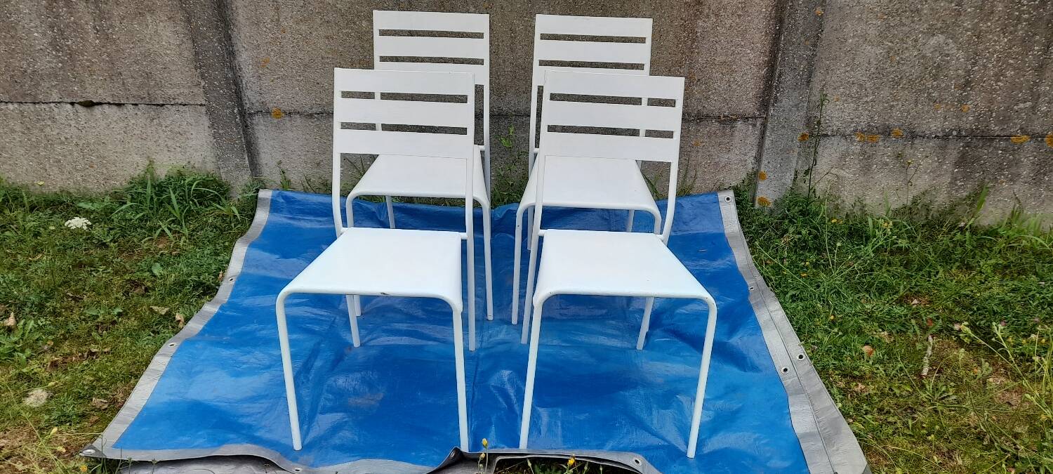 4 white metal garden chairs from Fermob