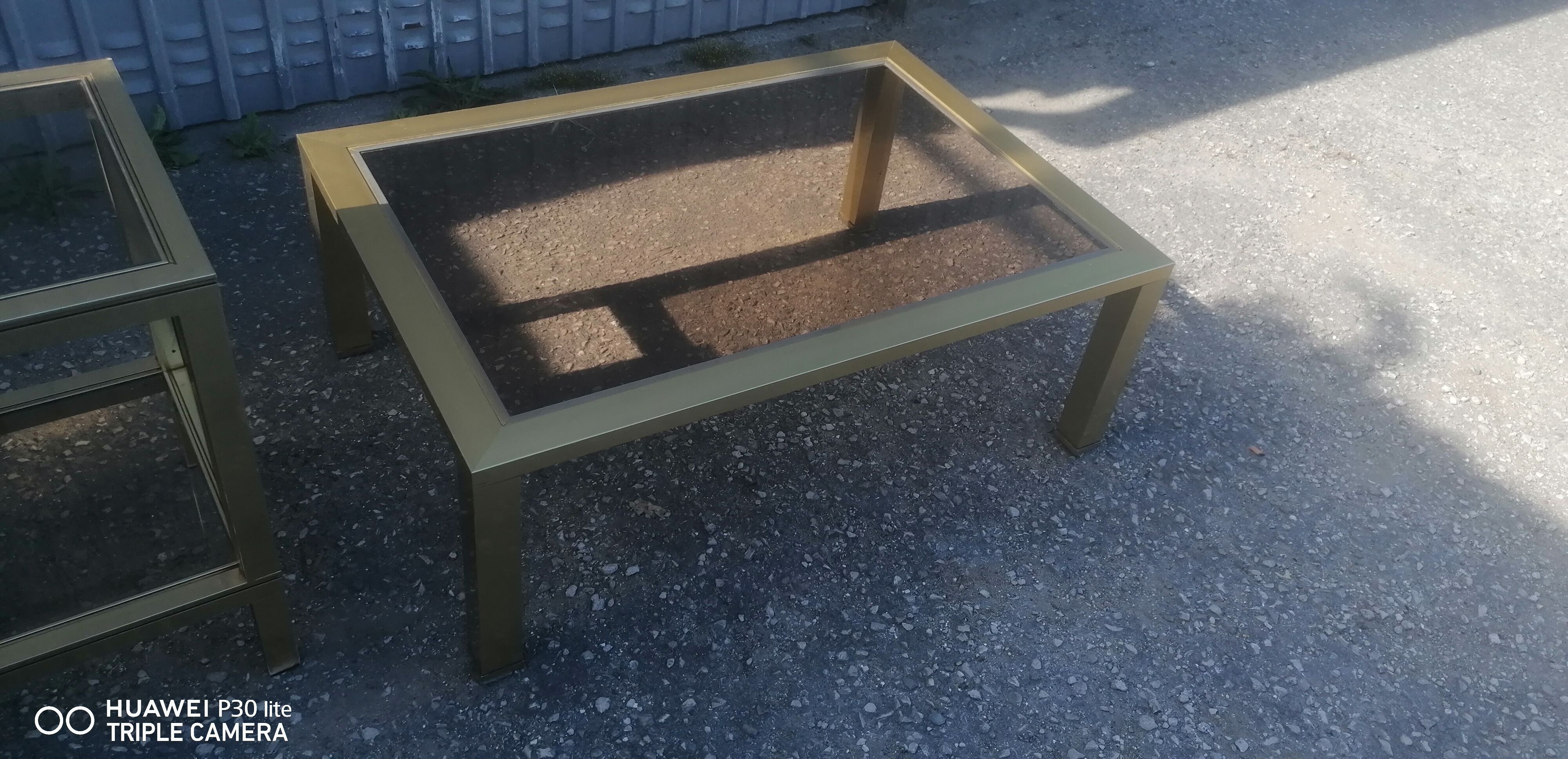 Vintage coffee table golden aluminum