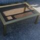 Vintage coffee table golden aluminum