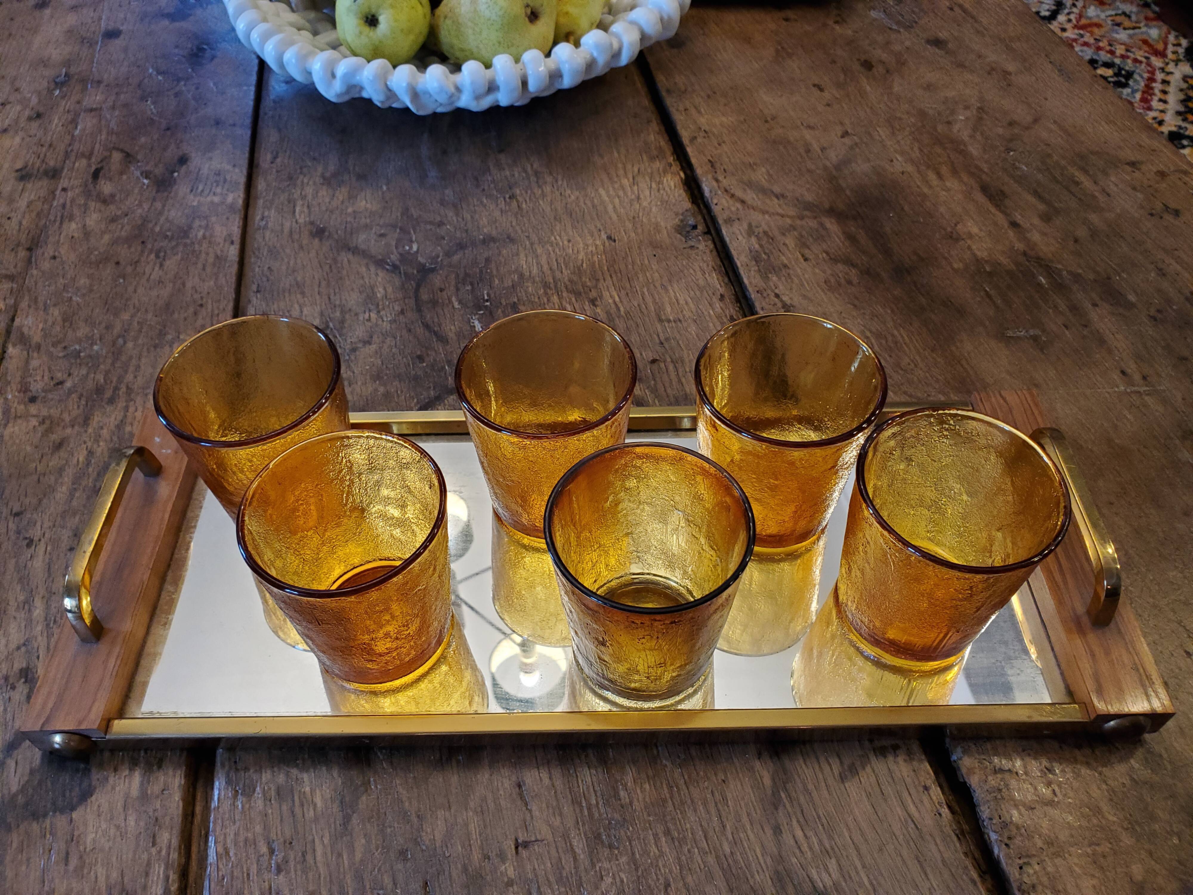 Lot de 6 verres ambré 70