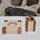 Travertine smoker's set, lighter and ashtray