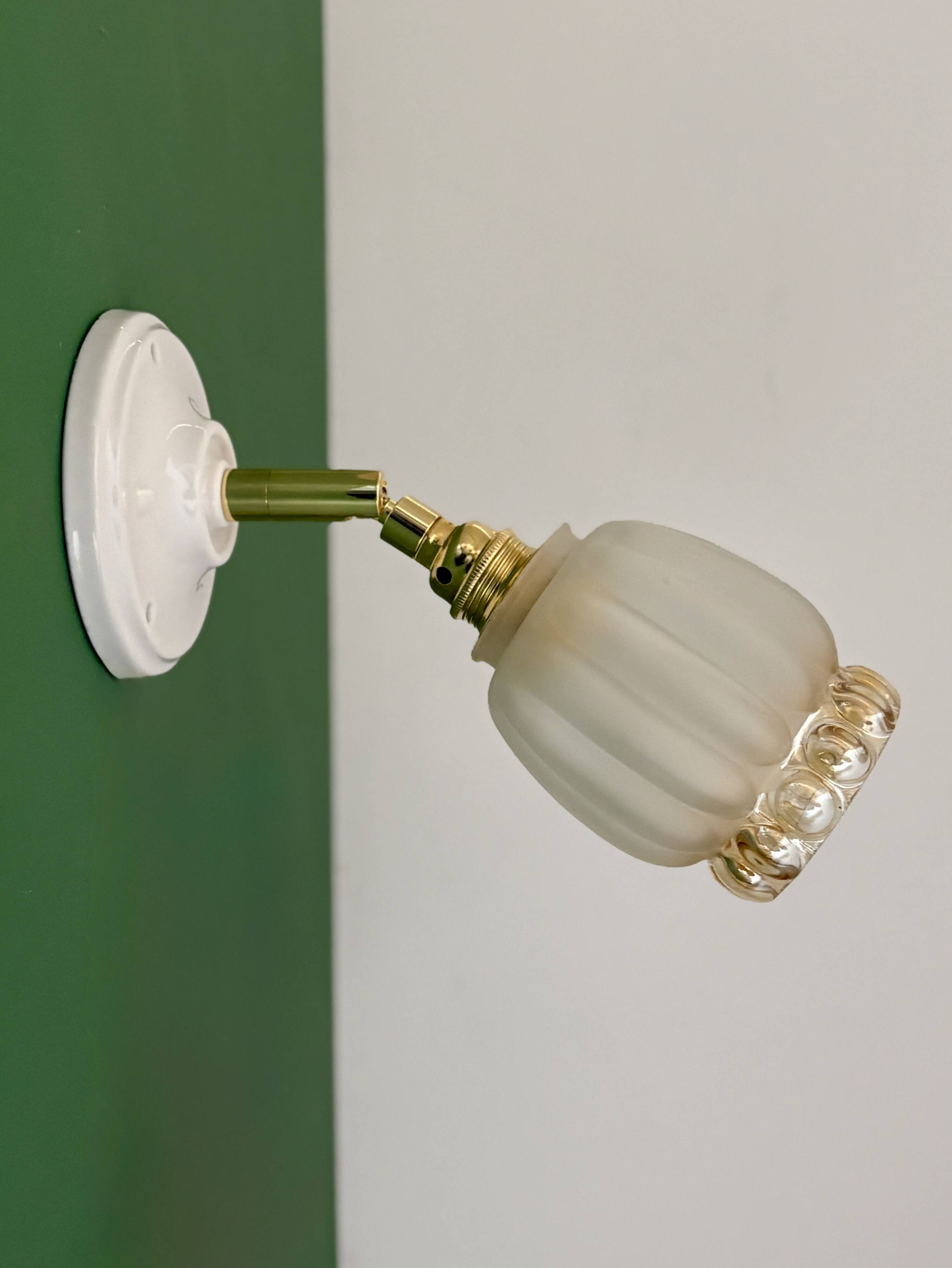 Vintage tulip wall light in frosted and amber glass