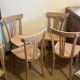 Set of 4 vintage bistro chairs in raw wood