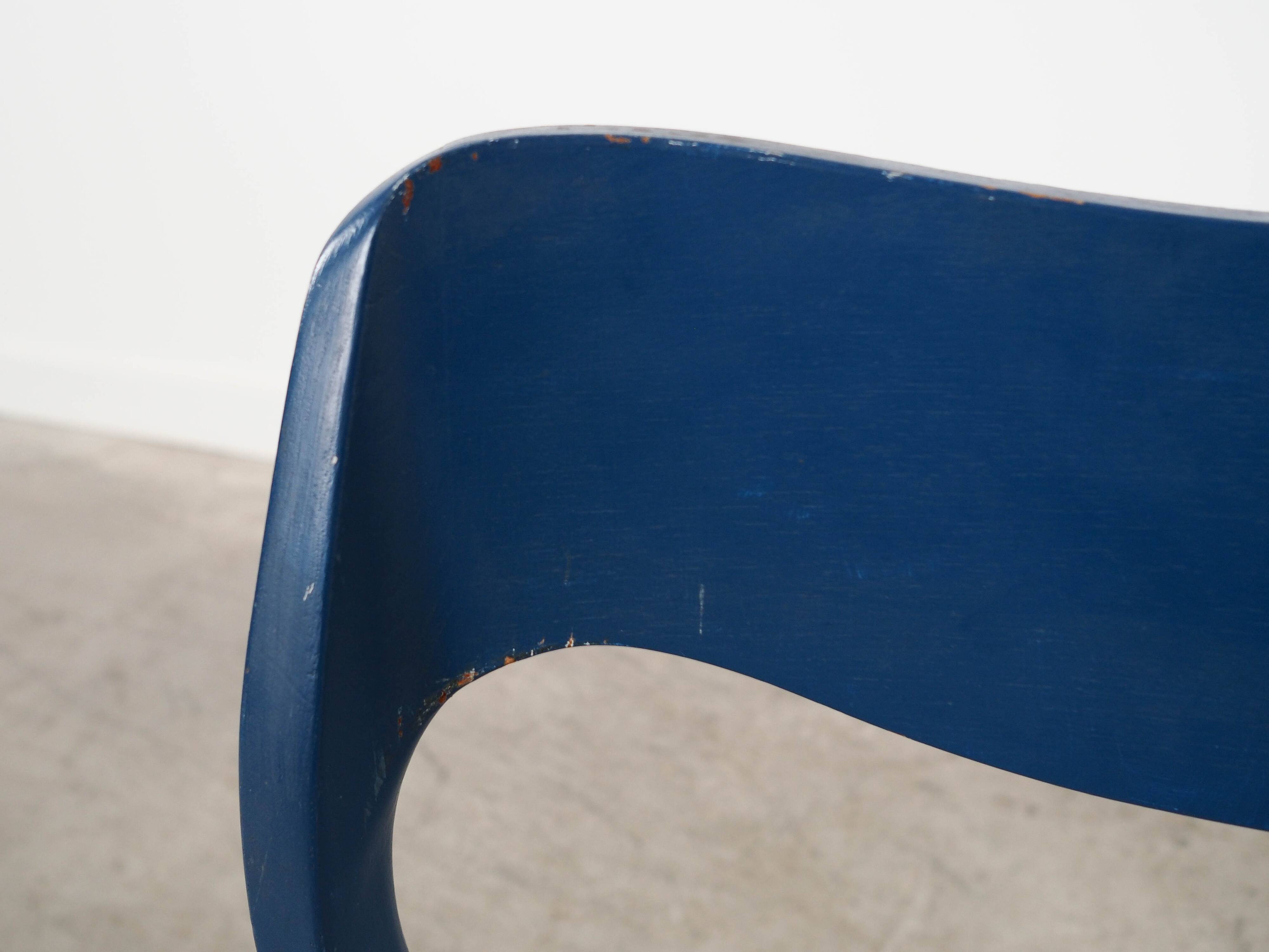 Chaise en teck bleue, design danois, années 1960, designer : Niels Otto Møller
