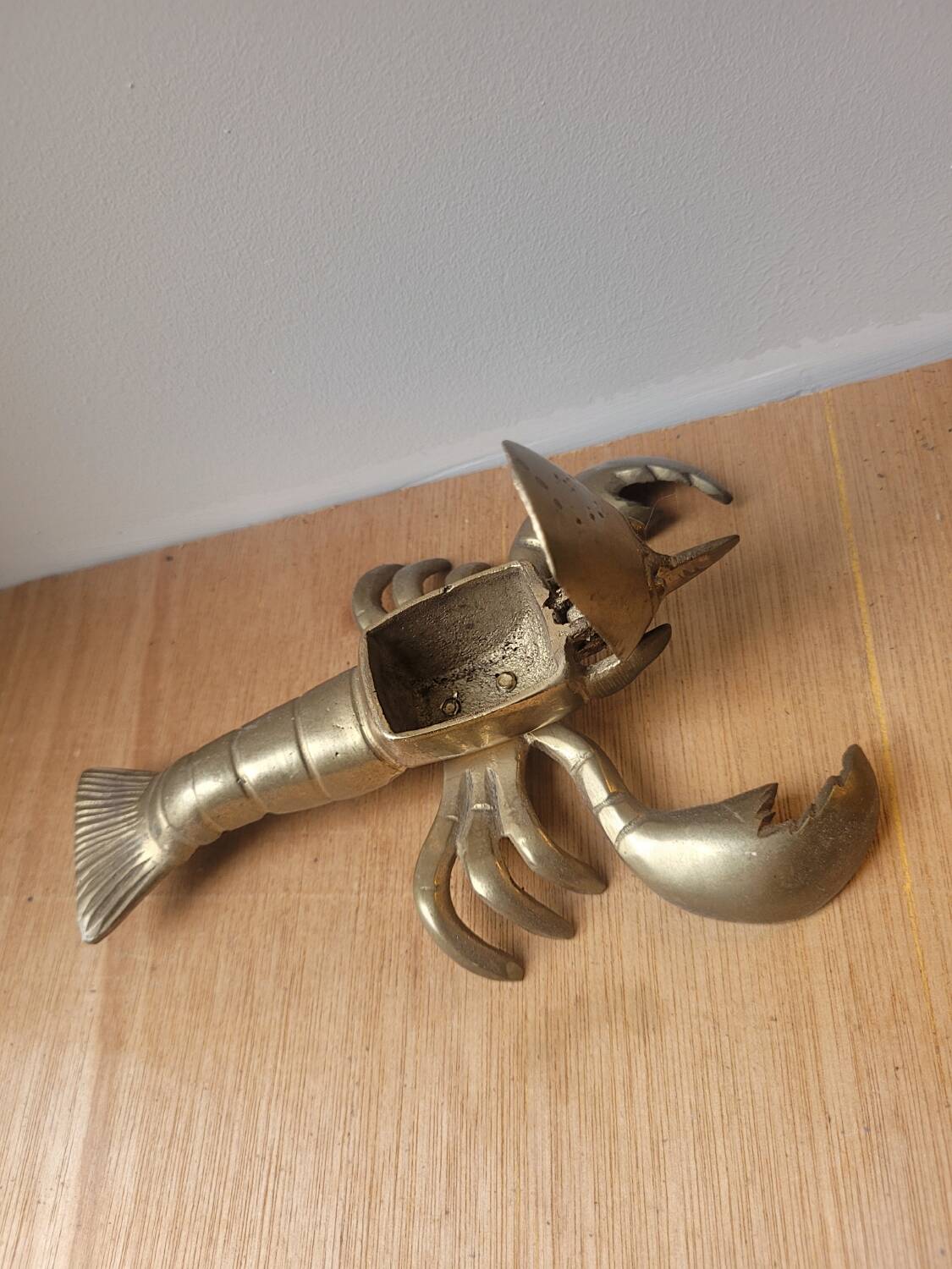 Lobster brass ashtray/inkwell