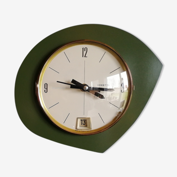 Horloge vintage pendule murale "Vedette Vert Olive"