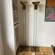 Pair of large glass and brass floor lamps in the 70s